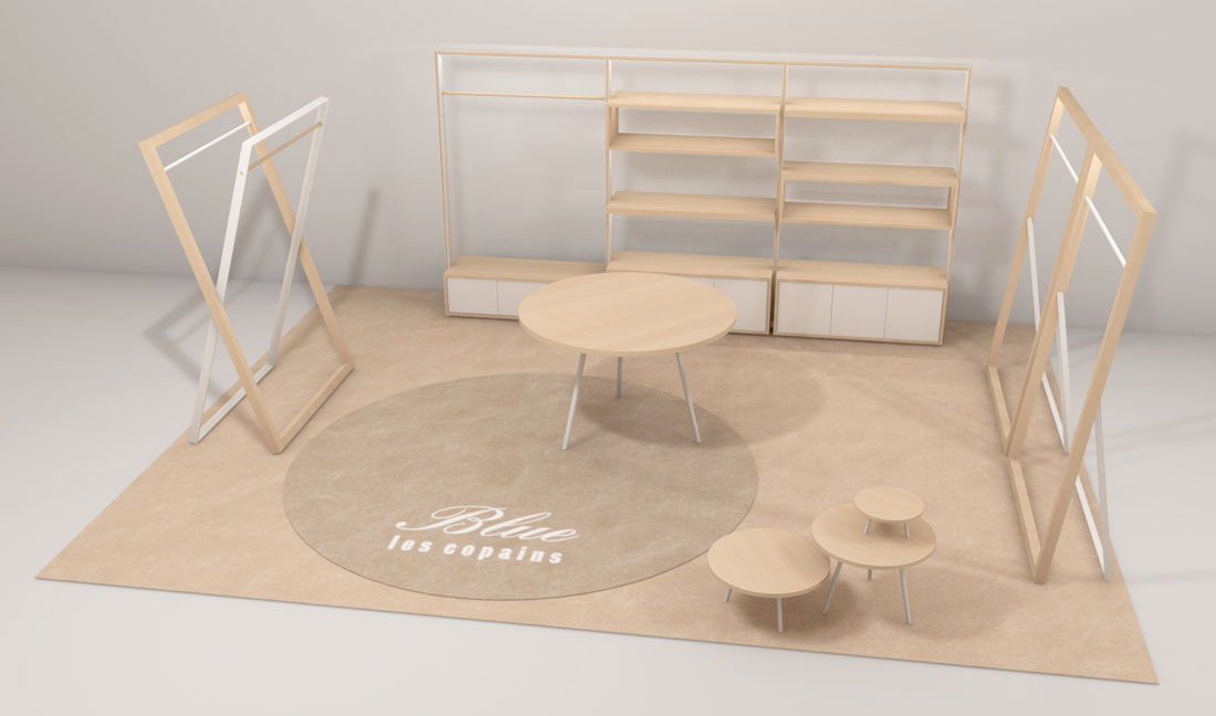 concept store blue les copains minimal wood easy chic mazzocchiciani mazzocchi ciani