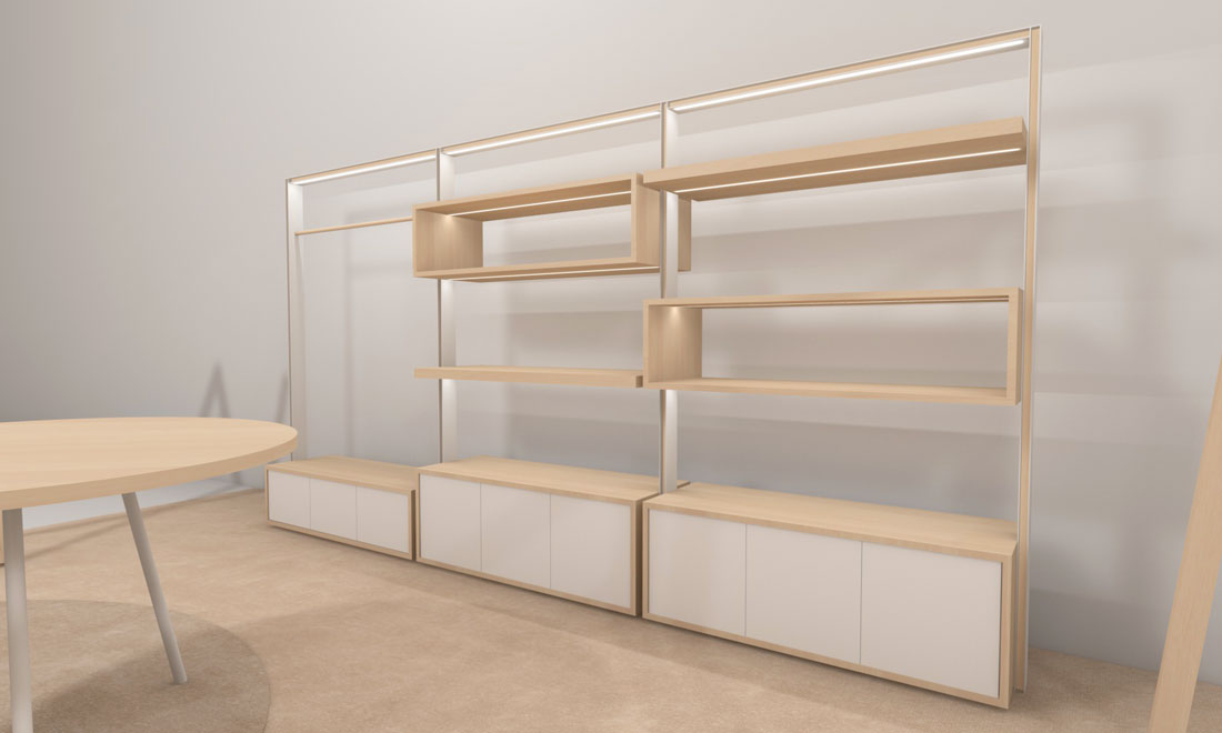 concept store blue les copains minimal wood easy chic mazzocchiciani mazzocchi ciani