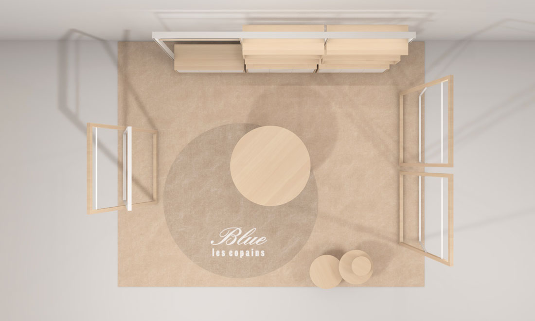 concept store blue les copains minimal wood easy chic mazzocchiciani mazzocchi ciani